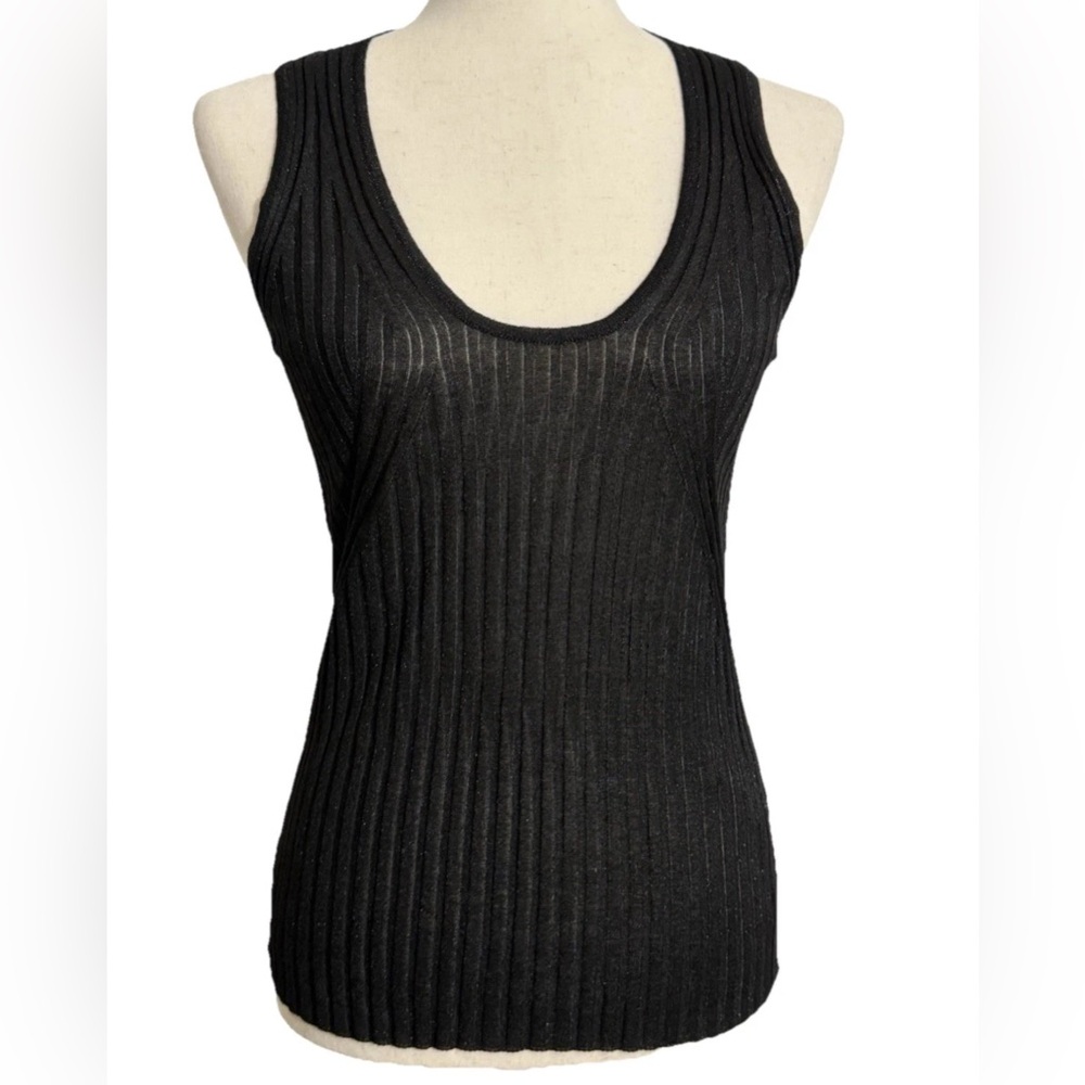 Emporio Armani Women’s Black Top Size 42 US 10 Medium Knit Sleeveless